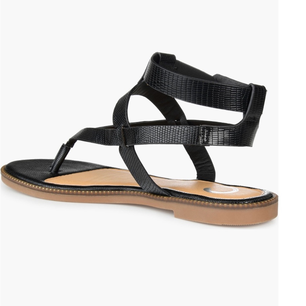 Journee Collection Black Minimalist Sandals with Ankle Strap